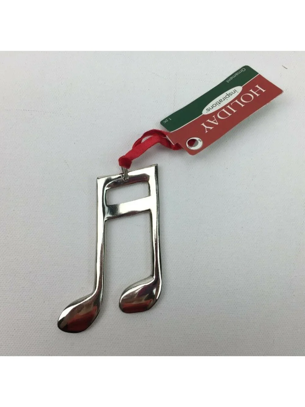 Holiday Inspirations Metal Silver Music Half Note Christmas Ornament
